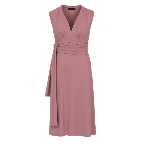 Old Rose Sleeveless V-Neck Wrap Dress – Soft Viscose Jersey