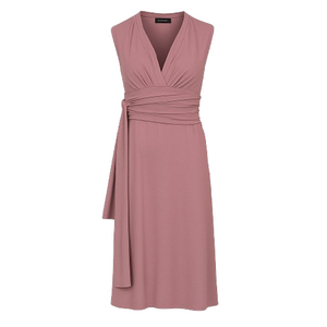 Old Rose Sleeveless V-Neck Wrap Dress – Soft Viscose Jersey