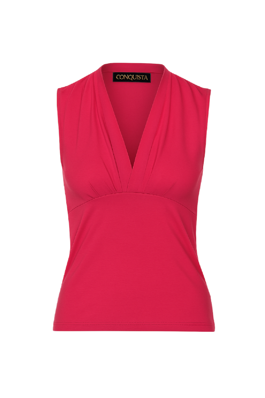 Sleeveless Fuchsia Wrap Top with V-Neck
