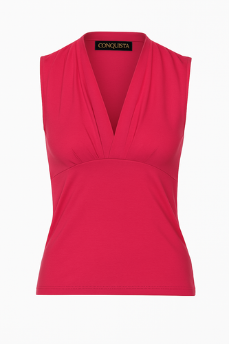 Sleeveless Fuchsia Wrap Top with V-Neck