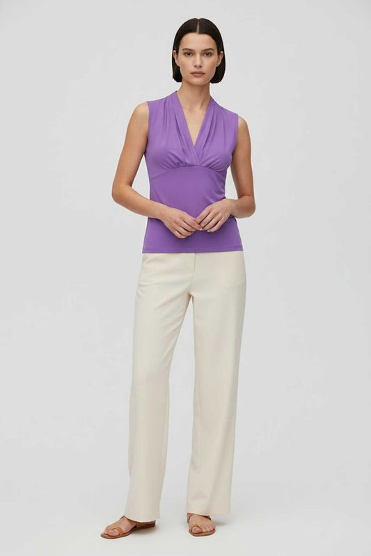 Sleeveless Draped V-Neck Jersey Top – Lavender