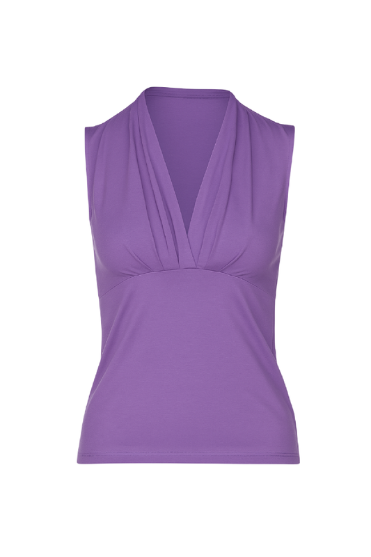 Sleeveless Draped V-Neck Jersey Top – Lavender