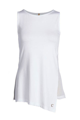 Asymmetric Sleeveless Top in White