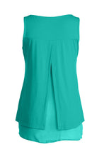 Load image into Gallery viewer, Women&#39;s Teal Layered Asymmetrical Top in Viscose-Polyester-Elastane Jersey Blend