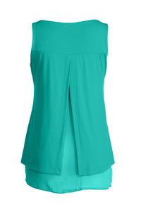 Women's Teal Layered Asymmetrical Top in Viscose-Polyester-Elastane Jersey Blend