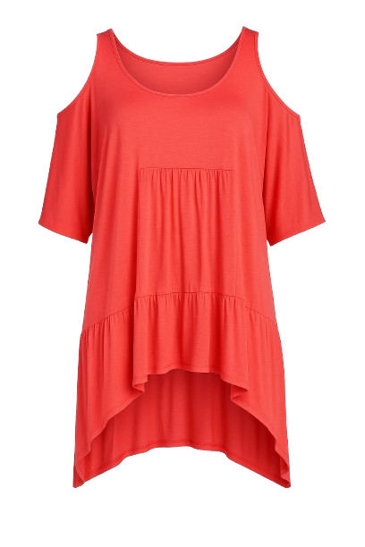 Flowing Cold-Shoulder Tunic with High-Low Hem