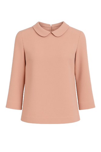 Bell Sleeve Peach Top with Peter Pan Collar