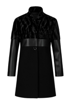 Load image into Gallery viewer, Black Three Fabric Coat Conquista Fashion