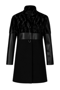 Black Three Fabric Coat Conquista Fashion