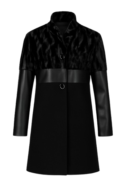 Black Three Fabric Coat Conquista Fashion