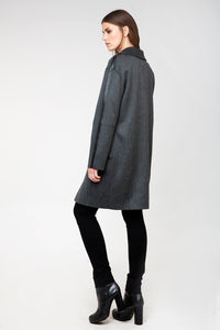 Coat with Leather Look Detail