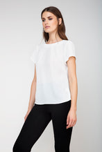 Load image into Gallery viewer, Women&#39;s Elegant White Polyester-Elastane Georgette Crepe Top with Keyhole Back