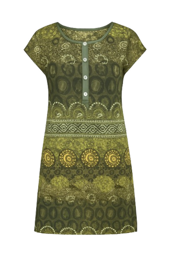 Button Detail Print Dress