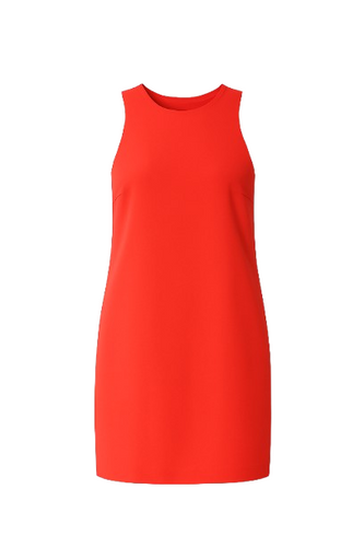 Sleeveless Shift Dress in Stretch Polyester-Elastane – Fiery Red
