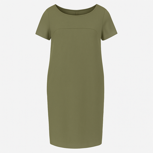 Olive Sack Style Punto di Roma Short Sleeve Dress