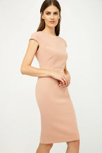Load image into Gallery viewer, Solid Colour Dress with Cap Sleeves Old Rose Color.