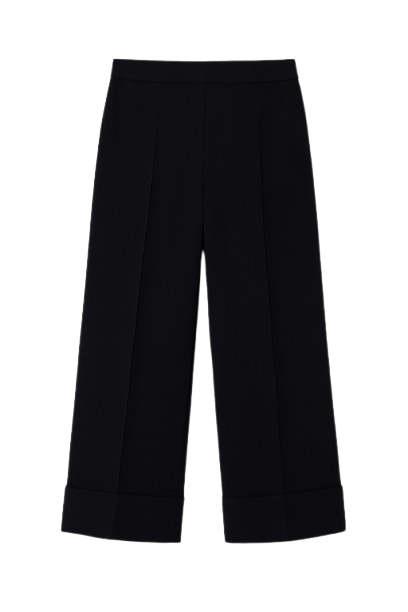 Μαύρες culottes με γυριστό τελείωμα