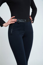 Load image into Gallery viewer, Mid Rise Pleather Detail Jeggings