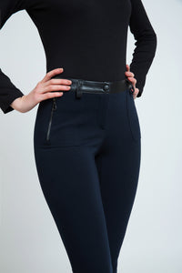 Mid Rise Pleather Detail Jeggings