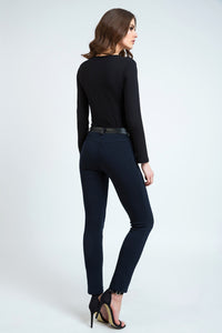 Mid Rise Pleather Detail Jeggings