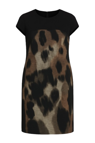 Abstract Print Sack Dress with Pockets
