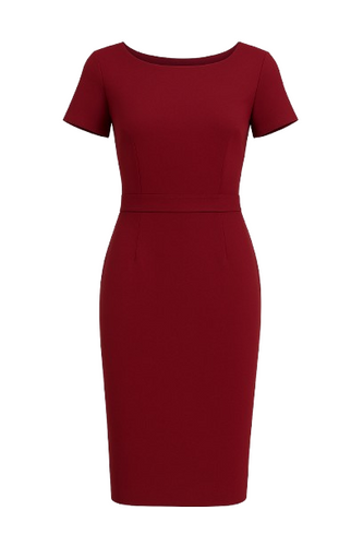 Burgundy Fitted Cap Sleeve Dress