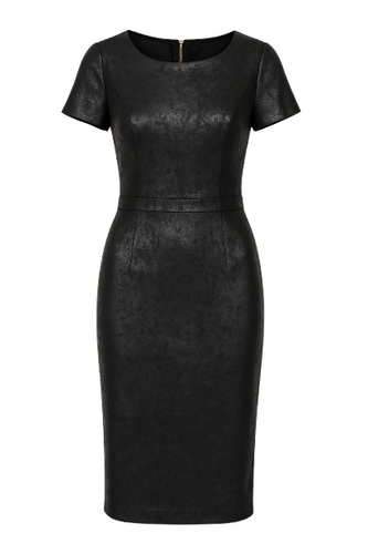 Black Leather Effect Fitted Dress