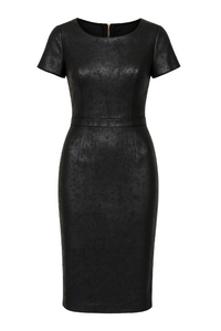 Black Leather Effect Fitted Dress