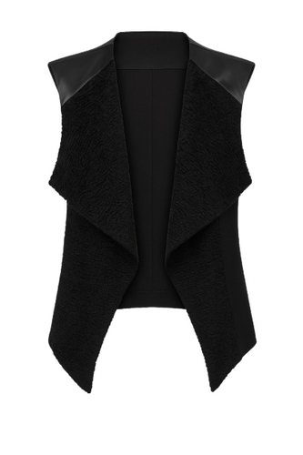 Astrakhan Winter Vest with Pleather Detail