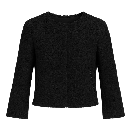 Black Astrakhan Jacket with Pleather Detail