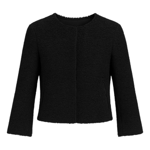 Black Astrakhan Jacket with Pleather Detail