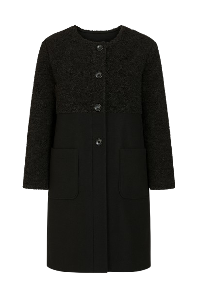 Straight Black Coat with Astrakhan