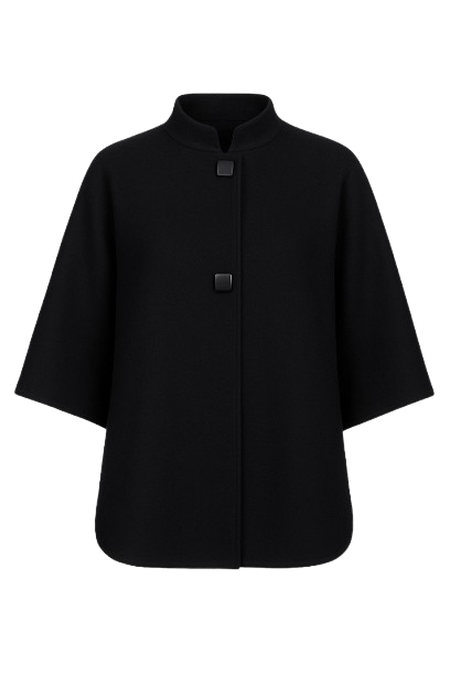 Black Poncho Style Coat
