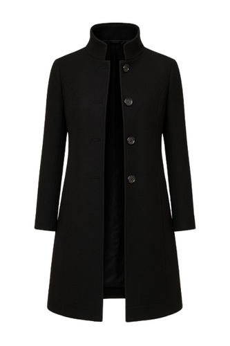 Black Coat with Button Detail
