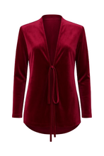 Load image into Gallery viewer, Burgundy Velvet Cardigan with Ties
