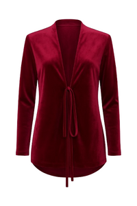 Burgundy Velvet Cardigan with Ties