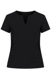 Black Short Sleeve V Neck Top