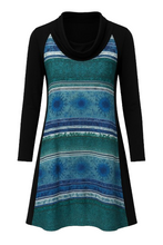 Load image into Gallery viewer, A Line Print Dress with Turtle Neck in Black