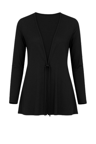 Black Jersey Cardigan with Ties