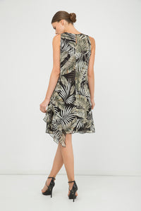 Sleeveless Print Chiffon Dress with Frill Detail