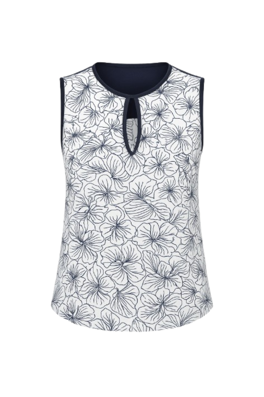 Sleeveless Floral Keyhole Top
