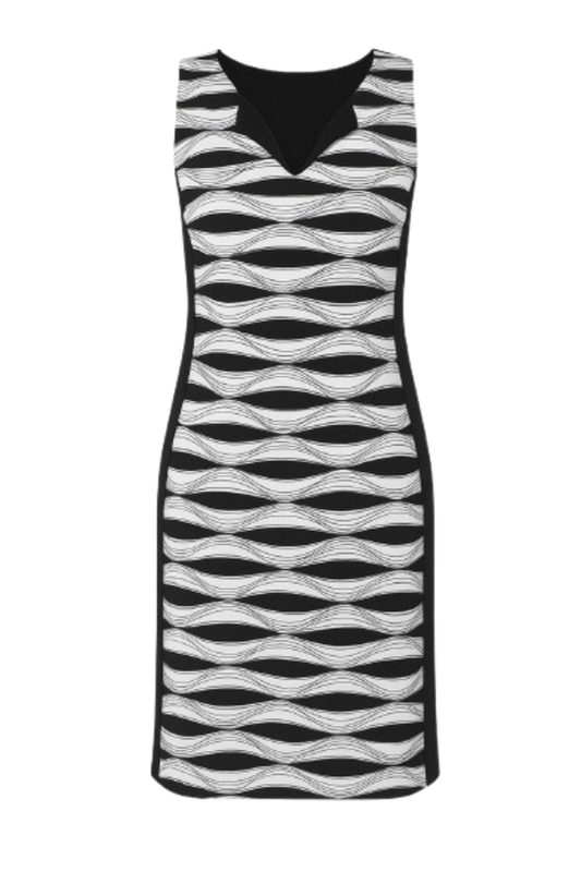 Conquista Φόρεμα Mini Casual Αμάνικο V-Λαιμόκοψη Ασπρόμαυρο C181-040-00