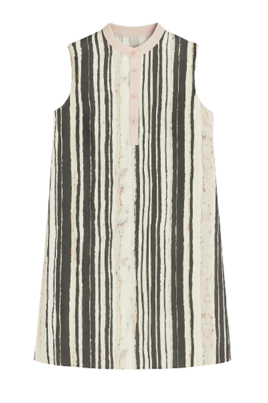 Conquista Φόρεμα midi Aμάνικο Casual Όρθιο γιακά Εμπριμέ Μπεζ C181-067-74