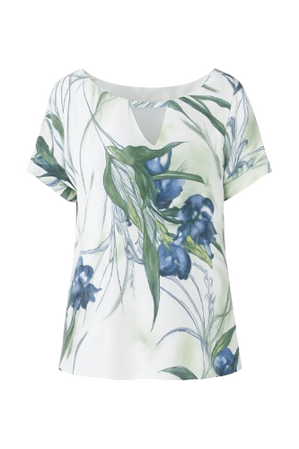 Print Top with V Neck Detail