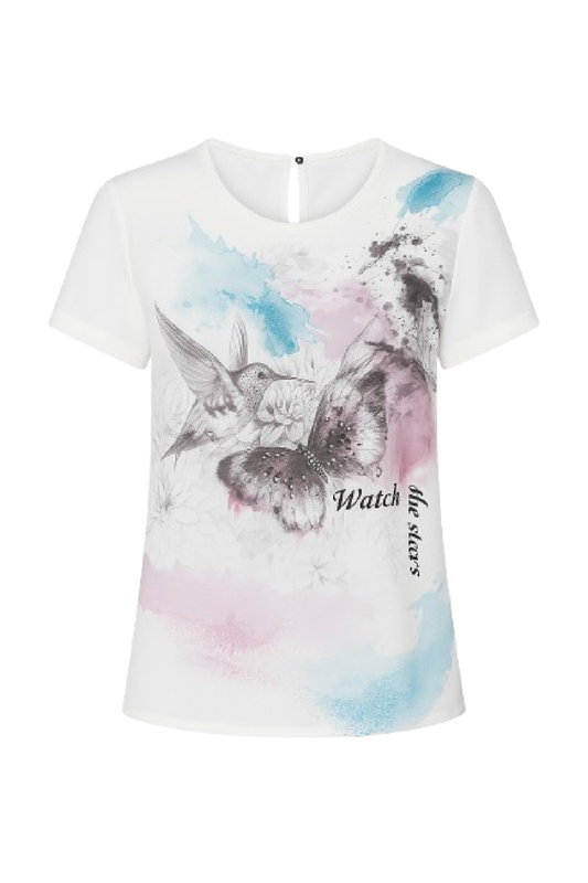 Short Sleeve Print Detail Top