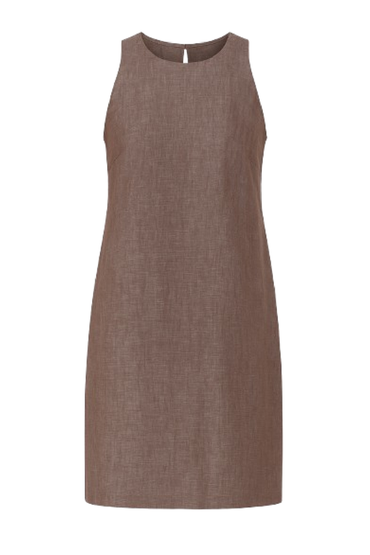 Sleeveless Brown Linen Sack Dress