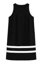 Load image into Gallery viewer, Black Sleeveless Dress with White Stripe Detail