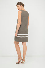 Load image into Gallery viewer, Khaki Sleeveless Dress with White Stripe Detail