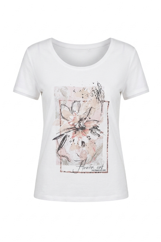 Short Sleeve Top with Multicoloured Print Detail