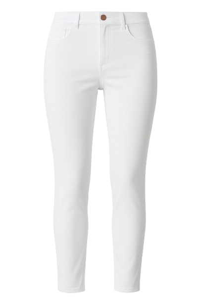 Long Fitted Gabardine Pants in White